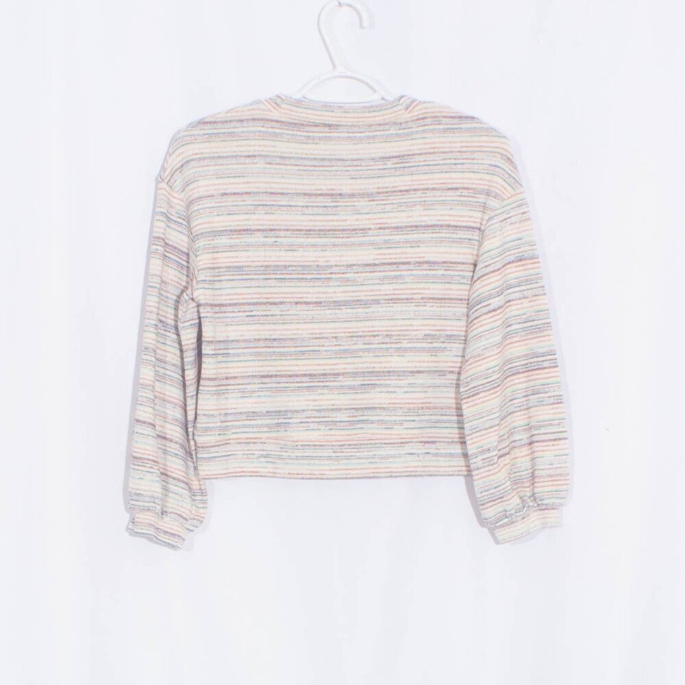 MADEWELL Bubble Sleeve Crop Top in Rainbow Stripe Size XS - Picture 6 of 10